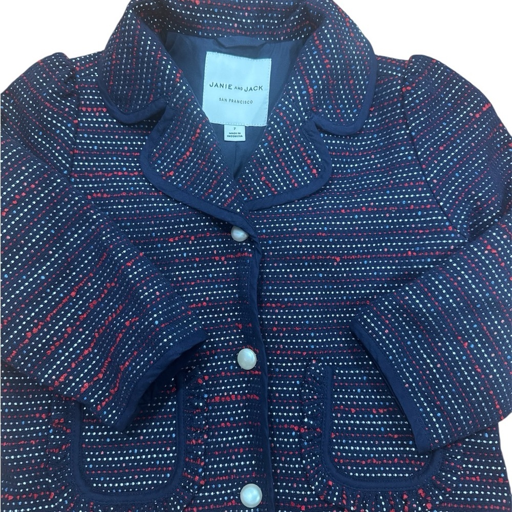 Janie and Jack Striped Navy Pea Coat